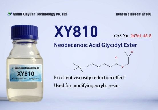 Ester Glisidil Asam Neodekanoat XY810, CAS 26761-45-5, offset Cardura E10P, Karbonat tersier glisidil, Nomor EC 247-979-2, Rumus Molekul C13H24O3, 2,3-epoksipropil neodekanoat